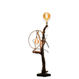 GRANDE LAMPE BOIS FLOTTE & 2 AMPOULES